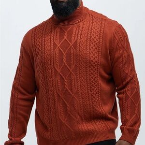 Men's Rust Cable Knit Sweater